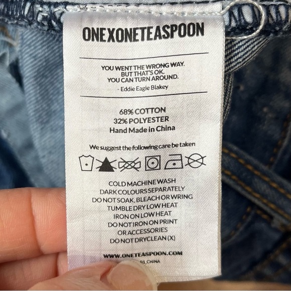 One Teaspoon Jeans Sz 27 Distressed Zip Ankle Low Rise Medium Wash Skinny Denim - Picture 10 of 11